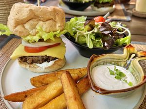 Mushroom cheese burger (240 THB)  at Reform Kafe in Chiang Mai