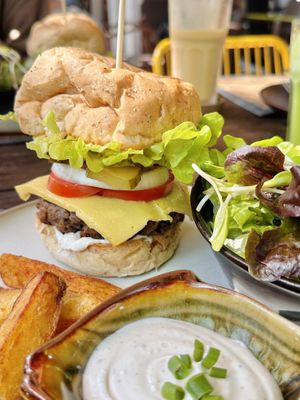Mushroom cheese burger (240 THB)  at Reform Kafe in Chiang Mai