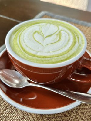 Hot matcha green tea w/ soy milk (70 THB)  at Reform Kafe in Chiang Mai