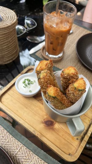 Zucchini fritters   at Reform Kafe in Chiang Mai