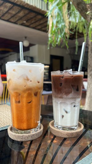 Thai milk tea and iced chocolatee  at Reform Kafe in Chiang Mai