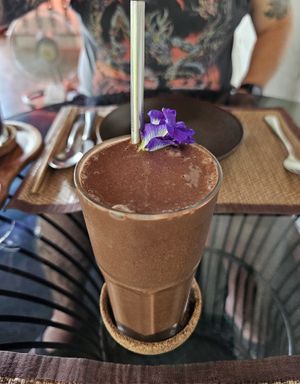 Banana and chocolate shake with almond milk at Reform Kafe in Chiang Mai