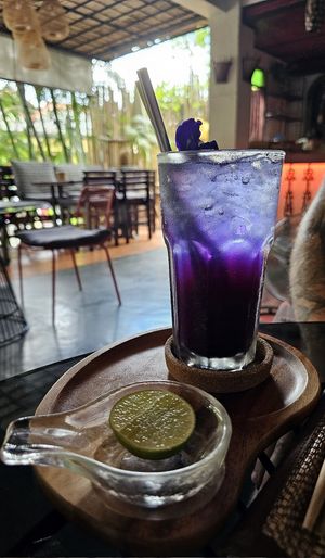 Butterfly pea soda at Reform Kafe in Chiang Mai