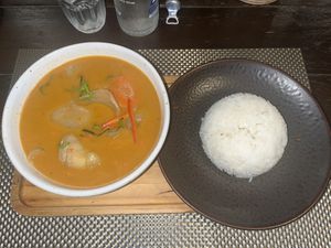 Massaman curry and rice  at Reform Kafe in Chiang Mai
