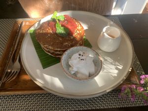 Black sesame pancakes   at Reform Kafe in Chiang Mai