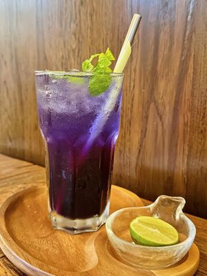 Butterfly pea soda (80 THB)  at Reform Kafe in Chiang Mai