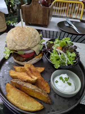 Khao Soi Burger with Cashew Cheese at Reform Kafe in Chiang Mai