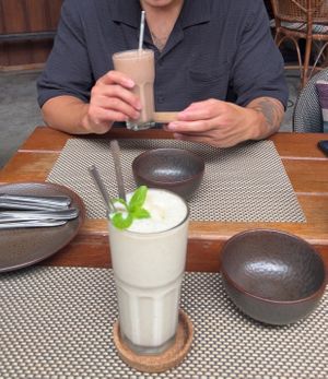 banana lassi and choc peanut smoothie   at Reform Kafe in Chiang Mai