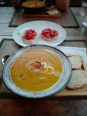 pumpkin soup and bruscetta  at Reform Kafe in Chiang Mai