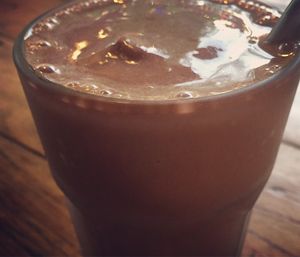 Choco-banana shake (made with almond milk) at Reform Kafe in Chiang Mai
