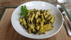 Thai basil pesto pasta at Reform Kafe in Chiang Mai
