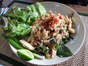Green curry rice at Reform Kafe in Chiang Mai