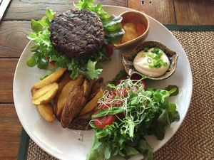 Mushroom burger  at Reform Kafe in Chiang Mai