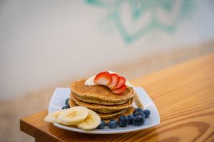 Pancakes!!! at Nourish Cafe at Island Yoga in Palm Beach