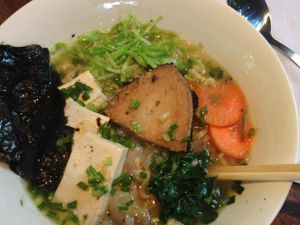 Soup with Veggie Fish, tofu and seaweed nori sheets at Atma VF in Laguna