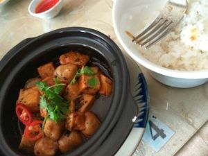 Tofu and mushroom hot pot at May Quan Chay in Nha Trang