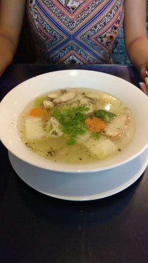 Vegetable and noodle soup at May Quan Chay in Nha Trang