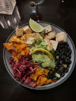 Cuban Bowl with Tofu  at Harvest Seasonal Grill & Wine Bar in North Wales