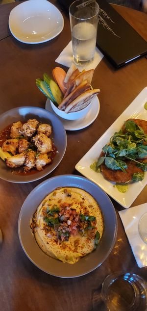 Hummus is super decilous and cauliflower is so good. Friends ordered the mozzarella and they loved it. at Harvest Seasonal Grill & Wine Bar in North Wales