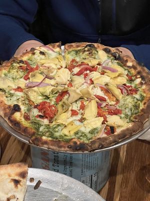 Pesto veggie pie (still great, but our least fave of the bunch)  at Piante Pizzeria in Breckenridge