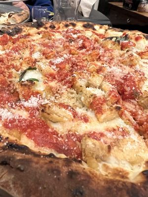 Chicken parm pie closeup   at Piante Pizzeria in Breckenridge