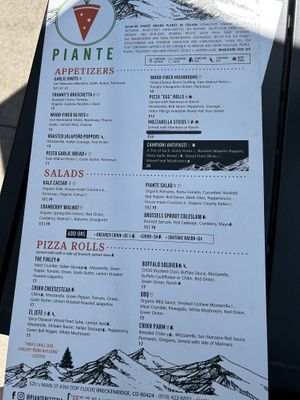 Menu  at Piante Pizzeria in Breckenridge