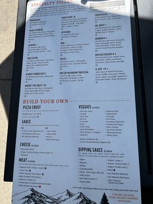 Menu pt 2. They also have a drink menu.  at Piante Pizzeria in Breckenridge