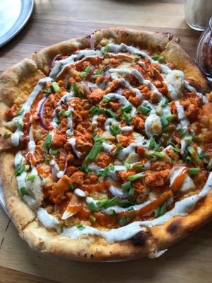 Pizza with buffalo cauliflower, ranch and green onions! at Piante Pizzeria in Breckenridge