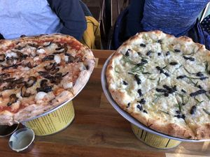 Margherita pizza with mushrooms & truffle pizza  at Piante Pizzeria in Breckenridge