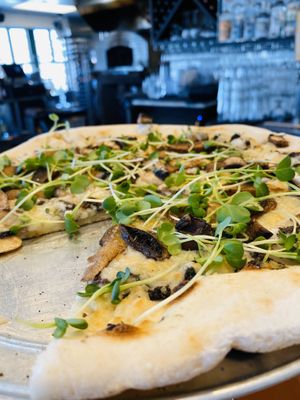 DMT Pizza with GF crust and local micro green add-on! at Piante Pizzeria in Breckenridge