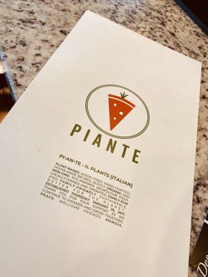Menu!  With great logo + description. at Piante Pizzeria in Breckenridge