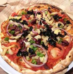 Vegan pizza at Mod Pizza in Eugene