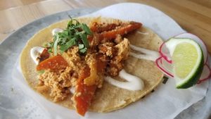 seared carrot and vegan chorizo taco at Trejo's Tacos - Miracle Mile in Los Angeles