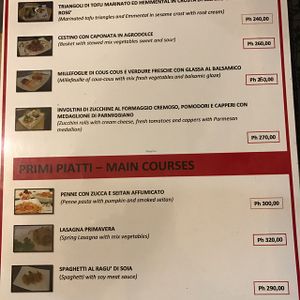 menu  at Luna Rossa in Panglao