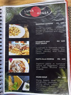 Menu april  at Luna Rossa in Panglao