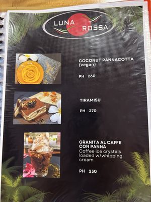 Menu april  at Luna Rossa in Panglao