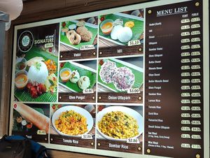menu  at SIN - Sri Murugan Bhavan - T2 in East Singapore