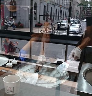Vegan ice cream roll up preparation.  at Sweet Charlie's in Philadelphia