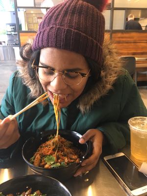 Me eating the vegan AF bowl at honeygrow - Dock St in Baltimore