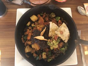 Vegan skillet at Amparos in Cozumel