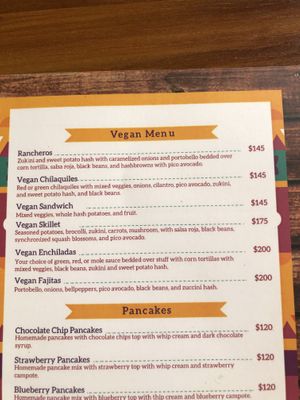 Vegan menu  at Amparos in Cozumel