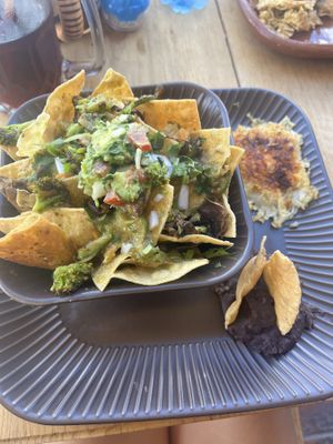 Vegan chilaquiles  at Amparos in Cozumel