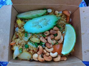 Pineapple fried rice to-go at KaTi in Portland