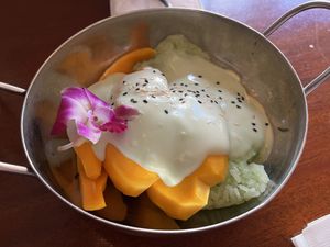 seasonal mango sticky rice  at KaTi in Portland