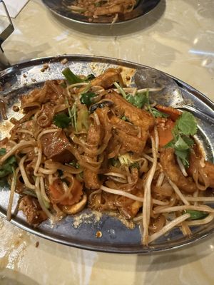 Vegan fried tofu pad Thai with added veggies  at KaTi in Portland