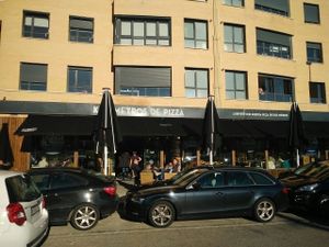 outside at Kilometros de Pizza in Madrid