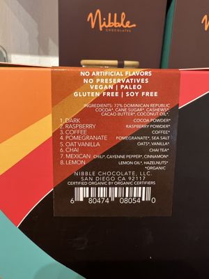 Flavors  at Nibble Chocolate - Old Town San Diego State Historic Park in San Diego