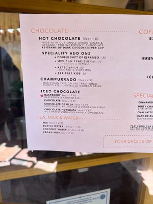 Menu 1/2  at Nibble Chocolate - Old Town San Diego State Historic Park in San Diego