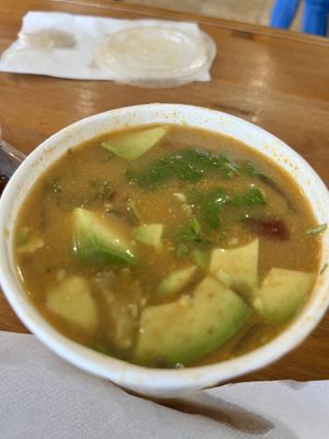 Vegan corn and potato soup  at Jiggle Berry Juice in Amarillo