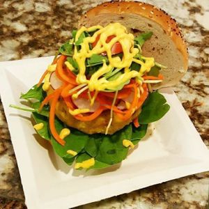 Garbanzo Veggie Burger at Viva Verde Cuisine in Hollywood